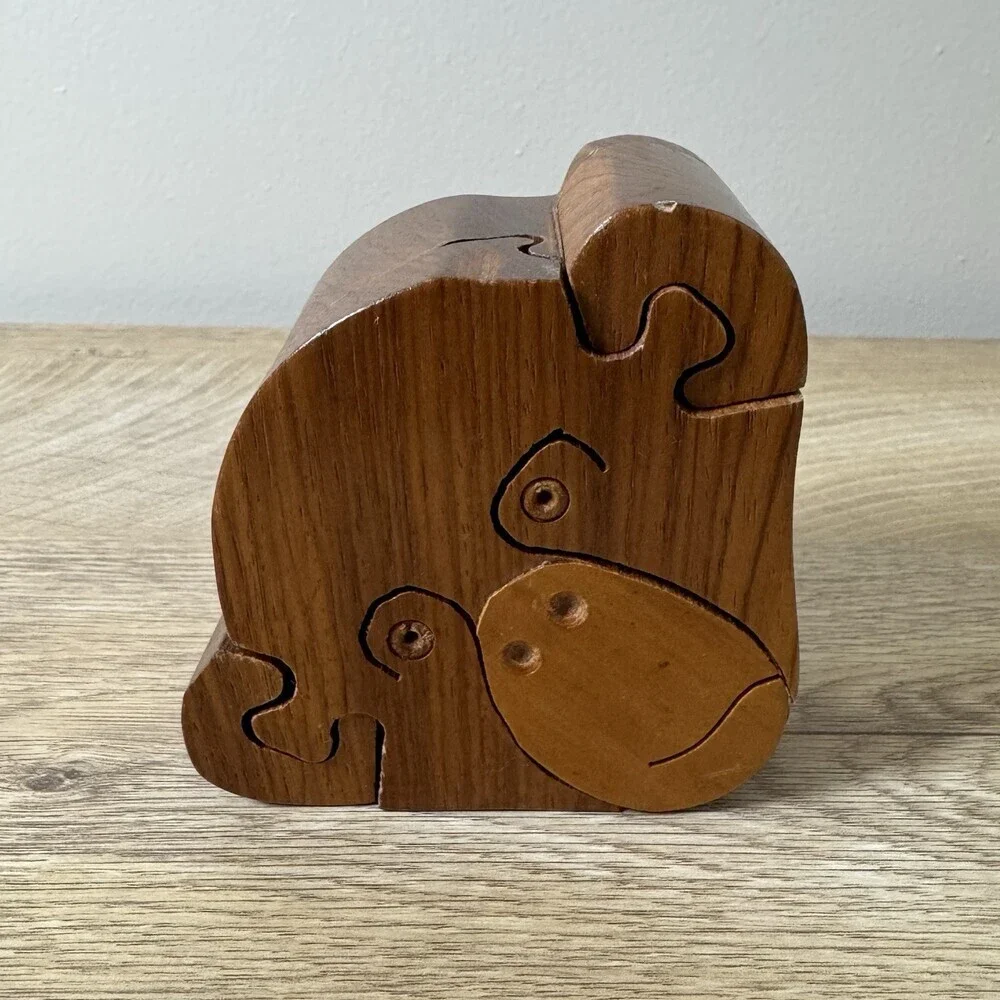 VTG Handcrafted Wooden Monkey Puzzle Trinket Box Teacher Gift Unique